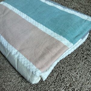 Cream, peach, and teal striped Beach Towel